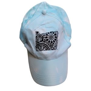 Pastel Blue Tie Dye Oregon Curved Bill Hat With Velcro Adjustable Back